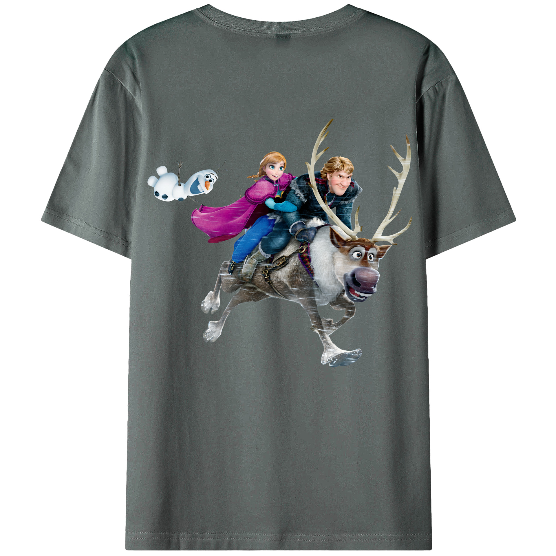 （画像用） アナと雪の女王 アンナ エルサ Frozen Anna Elsa 綿100％ メンズ半袖Tシャツ（バックプリント） 通気性